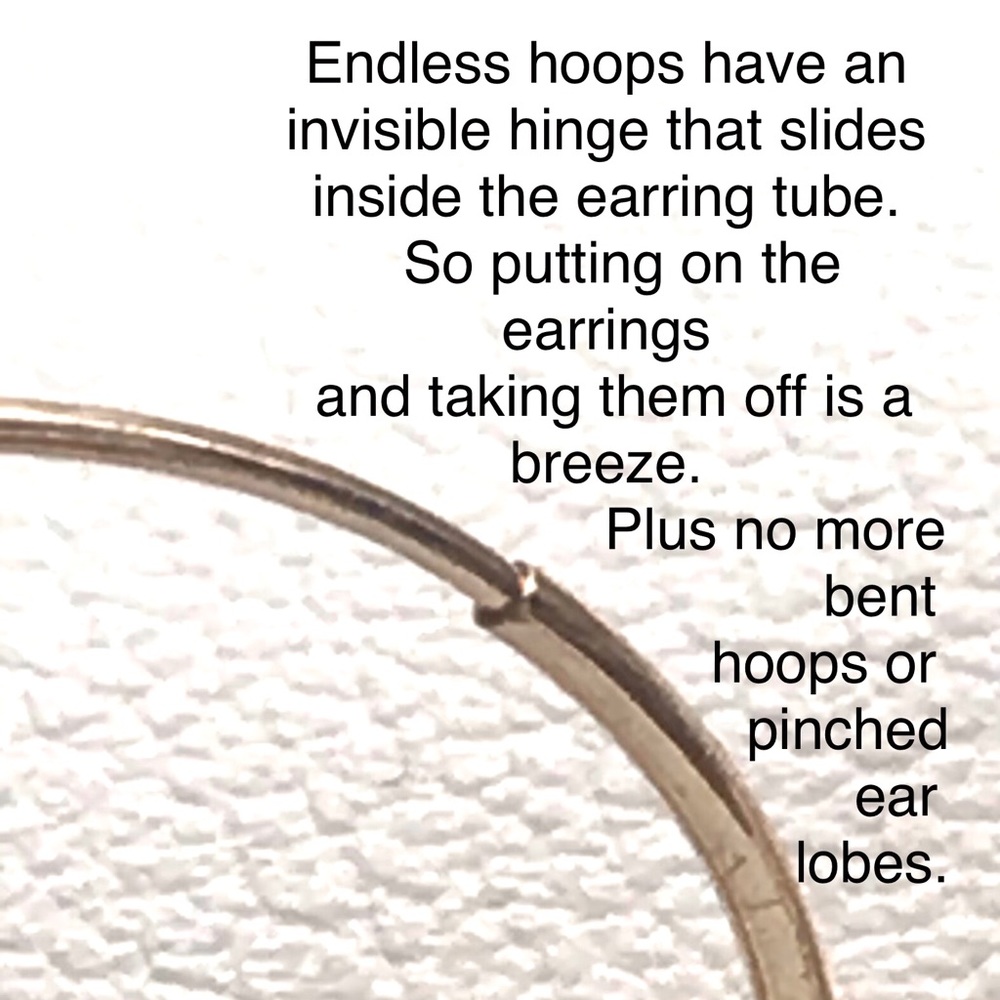 NWT 14 kt YG 12 mm endless hoop earrings - Picture 3 of 7